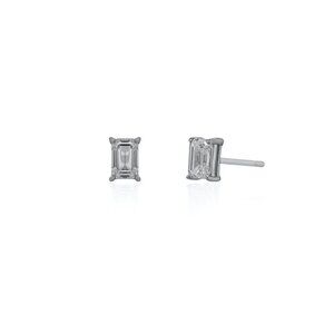 NWT Naomi Emerald Stud Earrings // Sterling Silver + 1ct Diamond